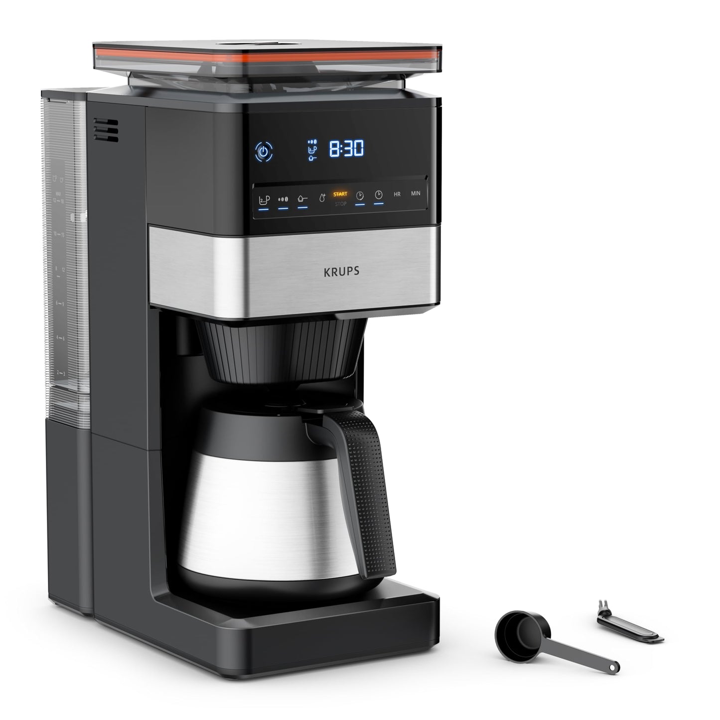 Grind Aroma Filterkaffeemaschine mit Kegelmahlwerk, 1,25 L Edelstahl