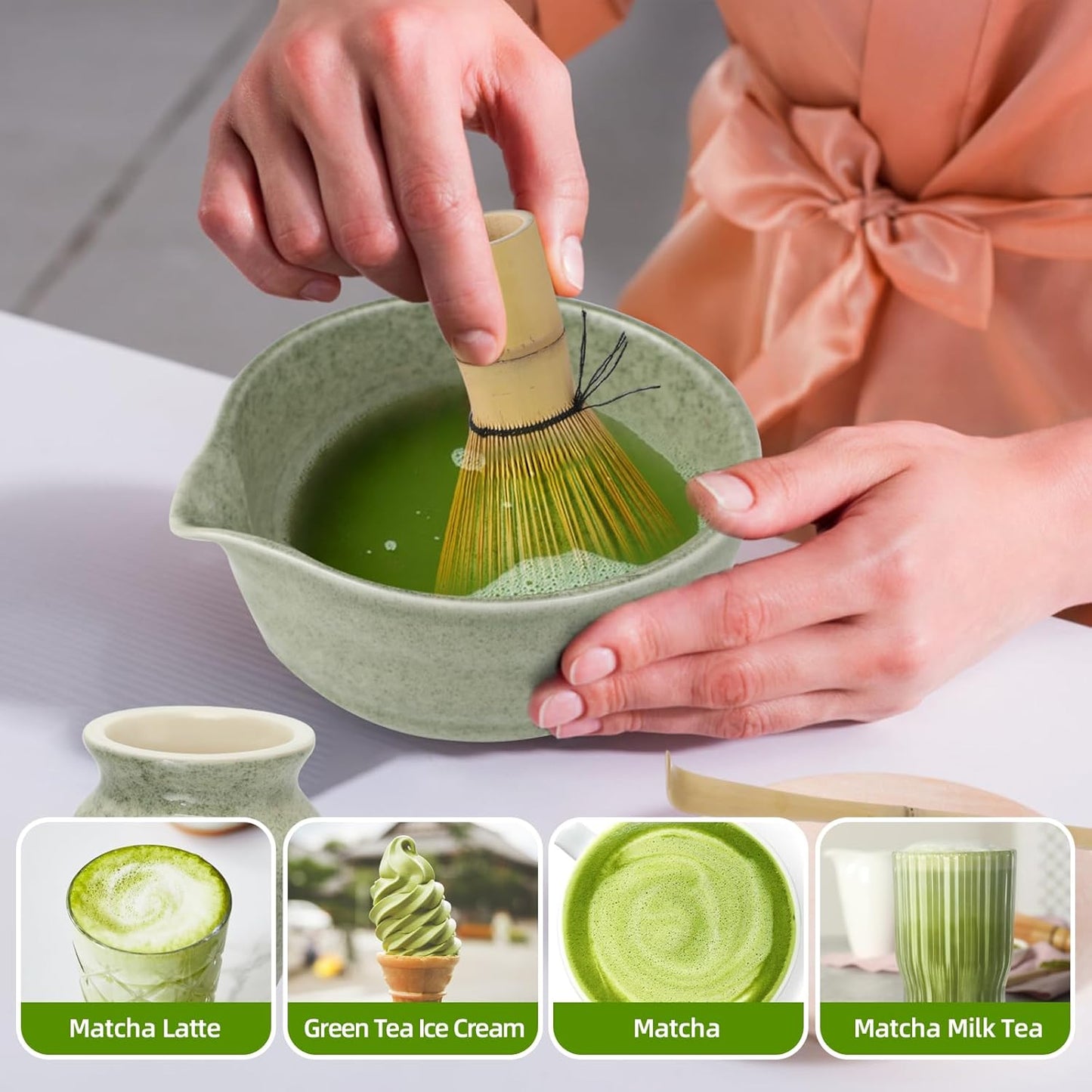 4-teiliges Matcha-Tee Set, Vert Menthe