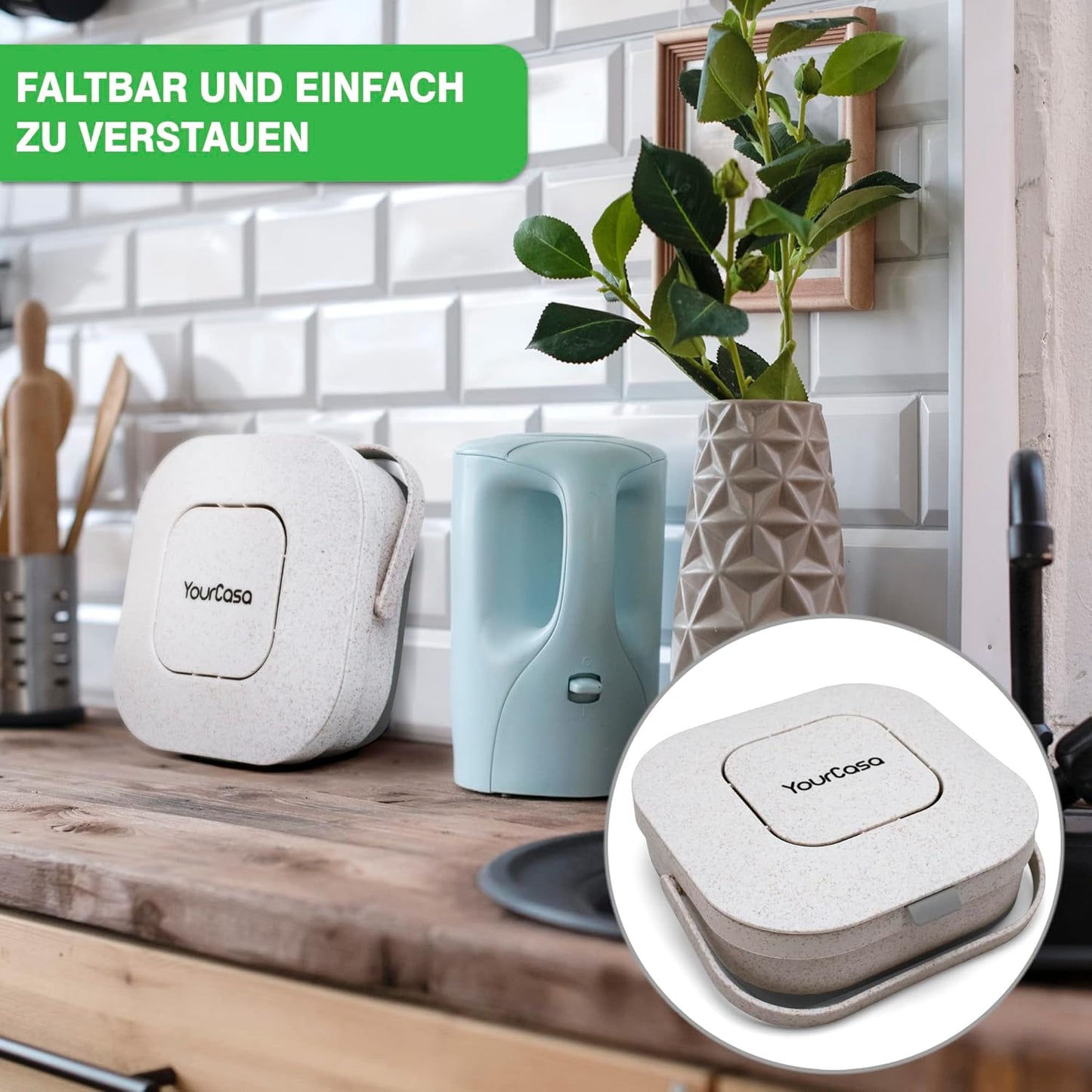 Faltbarer Biomülleimer, Grau-Weiss