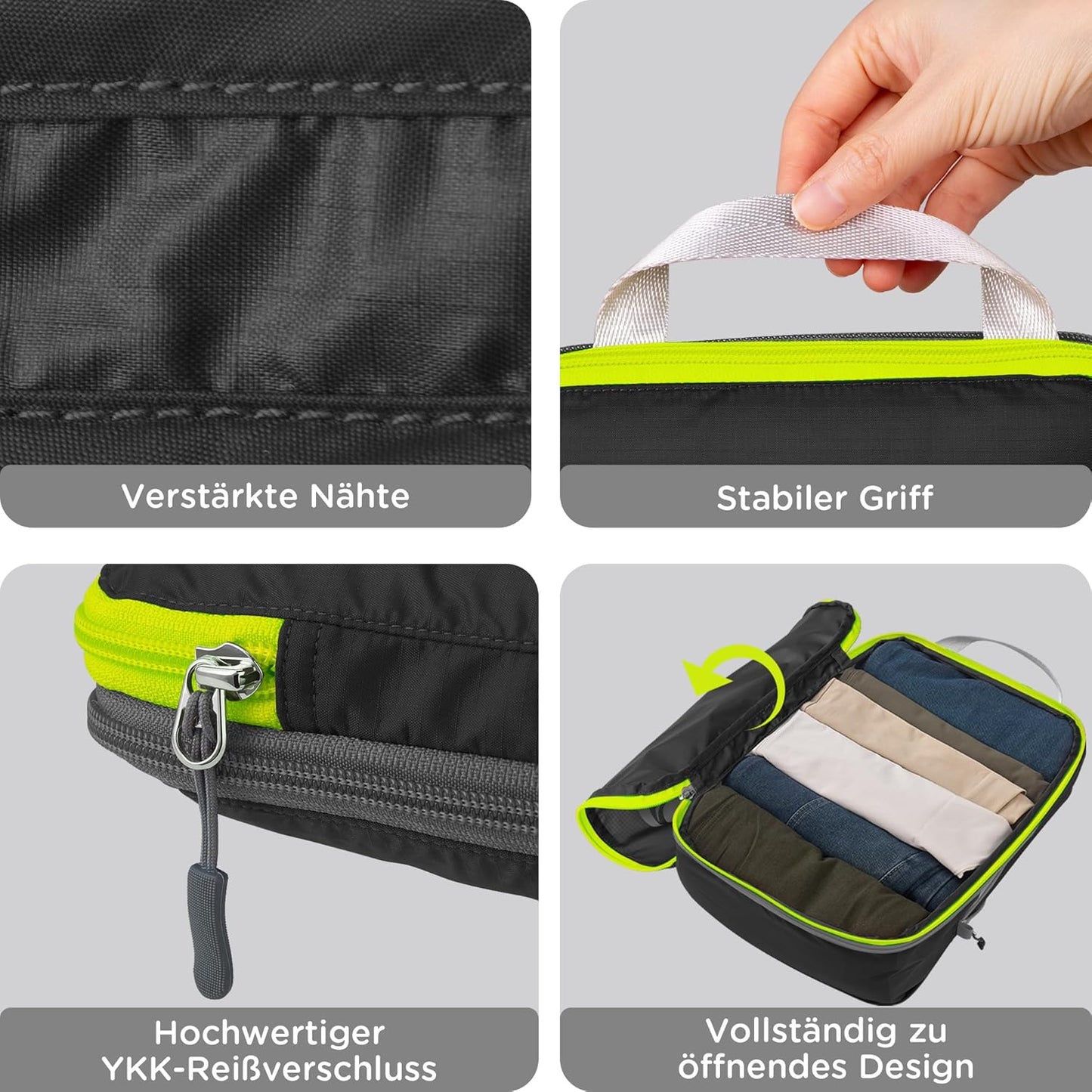 Kompression Kofferorganizer-Set, 8PCS Schwarz