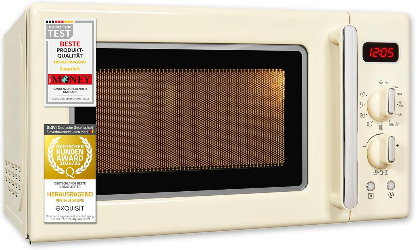 Retro RMW720-3GDIG Mikrowelle mit Grill & Auftaufunktion, Creme