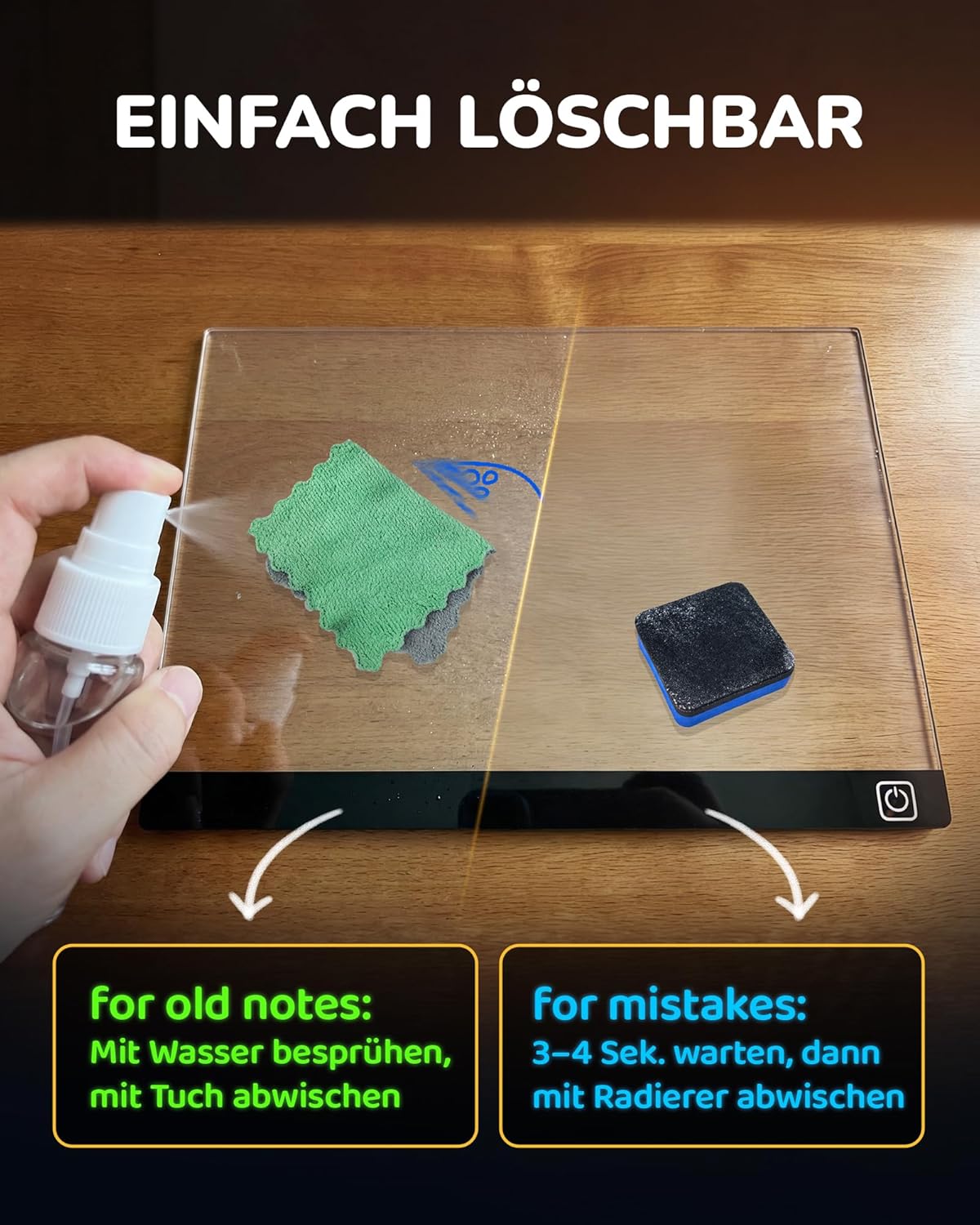 LED-Zeichentafel für Kinder, Schwarz 16 Zoll