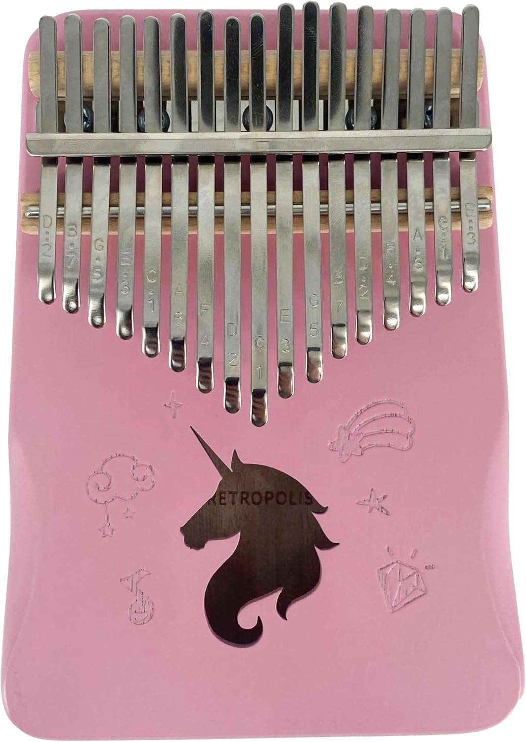 Kalimba mit Etui und Zubehör, Rosa