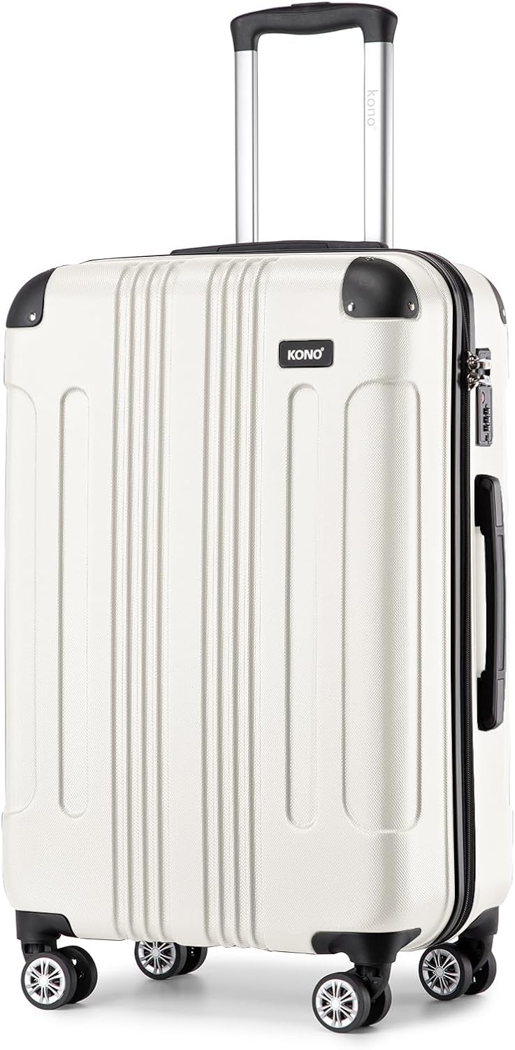 Grosser Hartschalenkoffer mit 4 Rollen, Beige Koffer XL