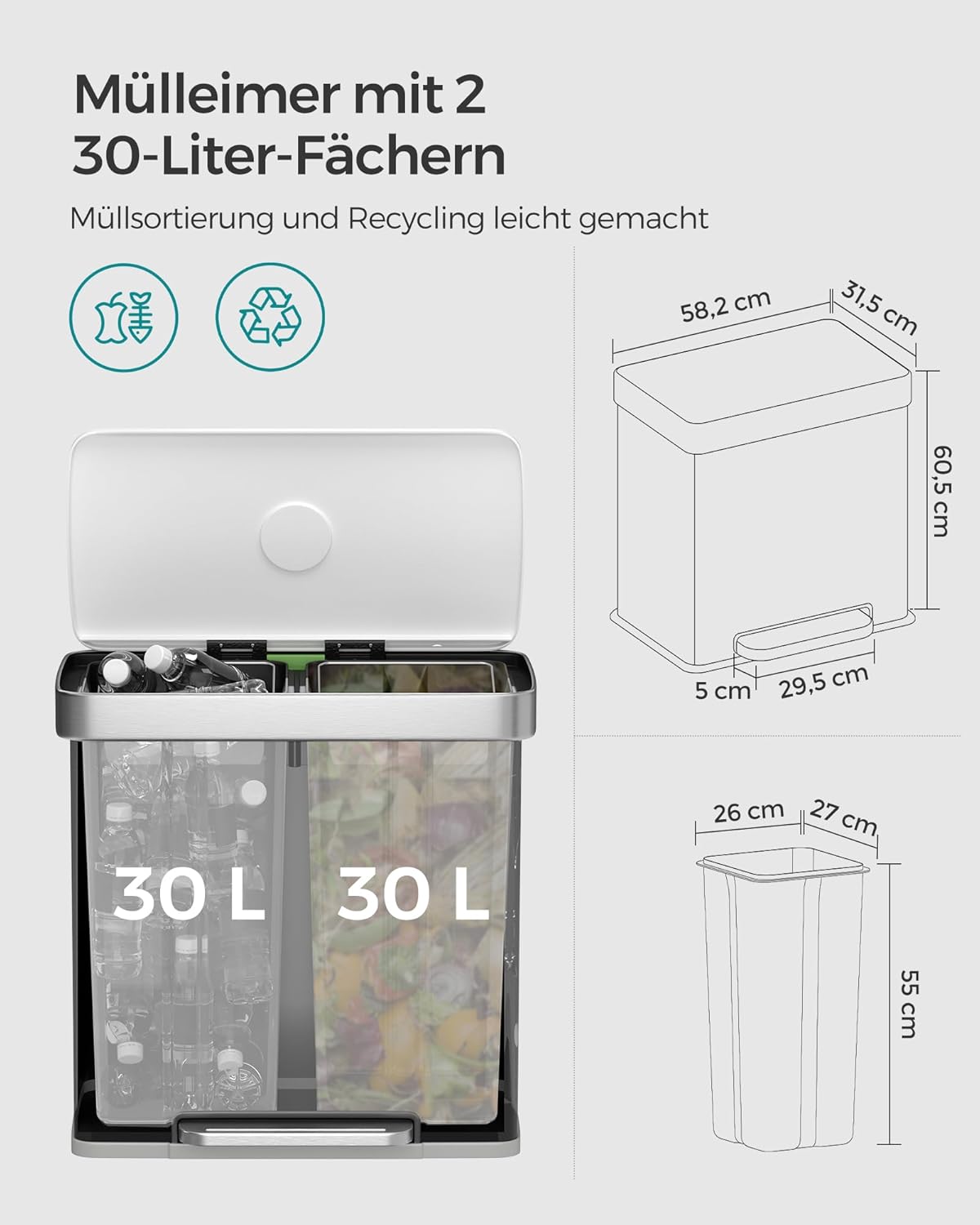 Kücheneimer LTB202W01, Weiss