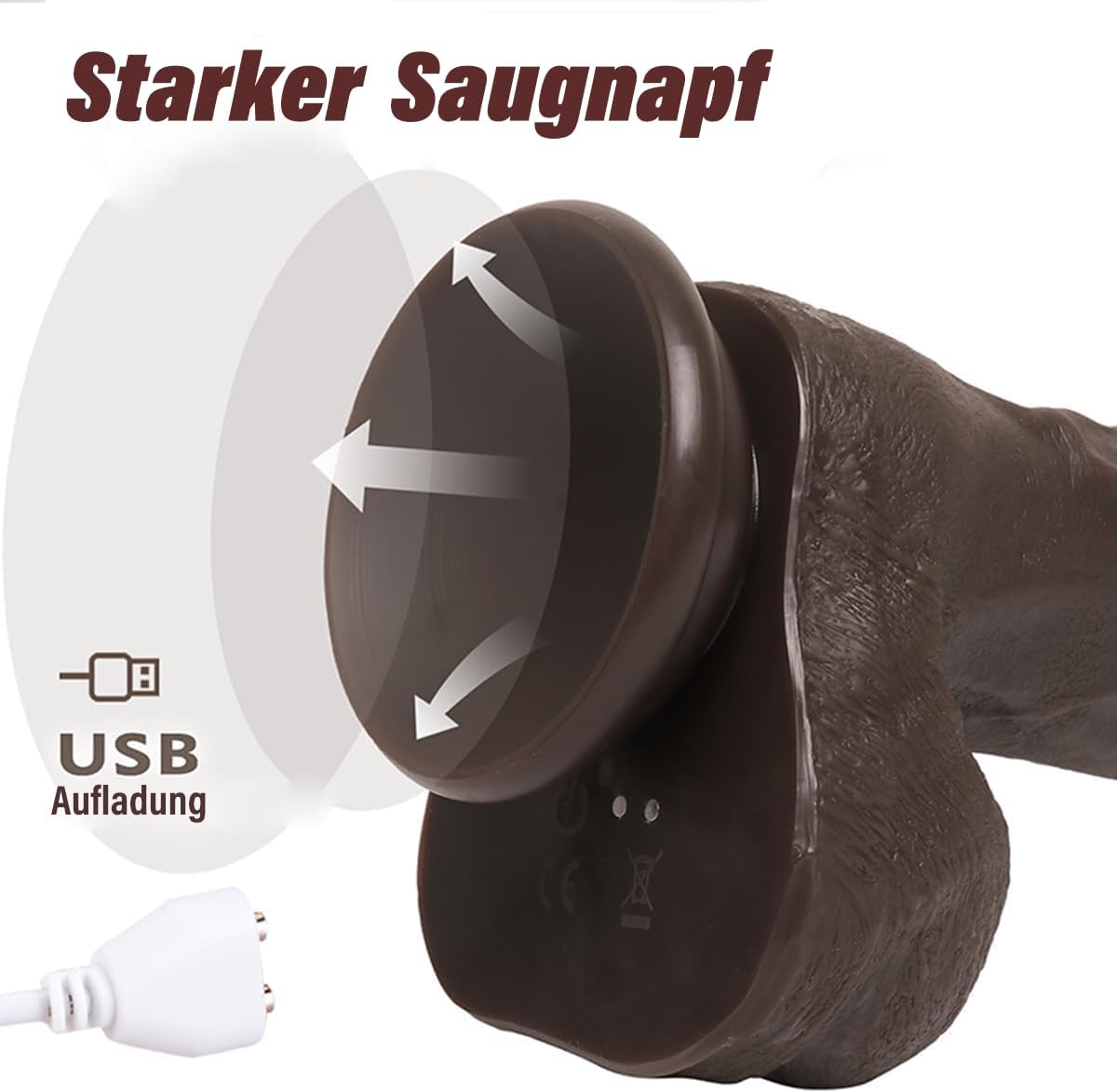 Dildo mit Saugnapf & Vibrationsmodi, Braun