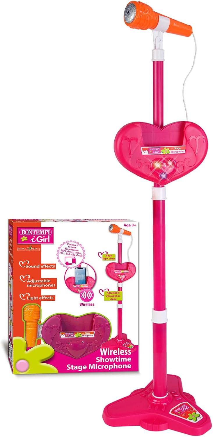 Kabelloses Bühnenmikrofon mit Sound- und Lichteffekten, 210x210x1000 mm Rosa