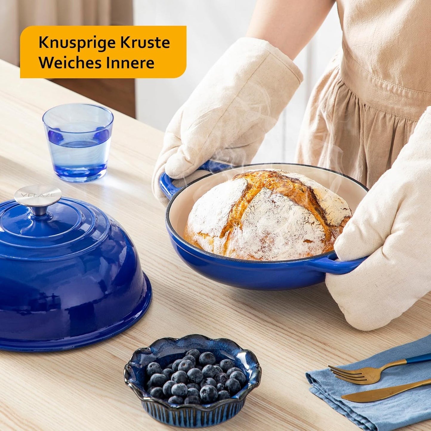 Gusseisen-Schmortopf, 4,8L, Blau