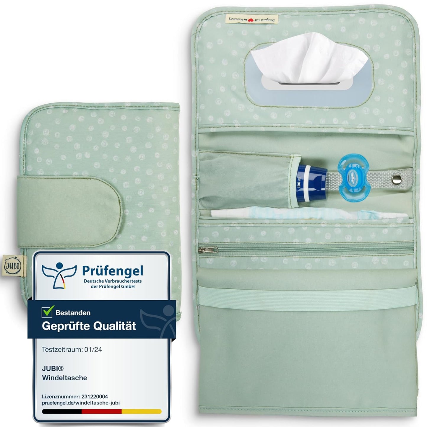 Windeltasche mit Wickelunterlage, Mint