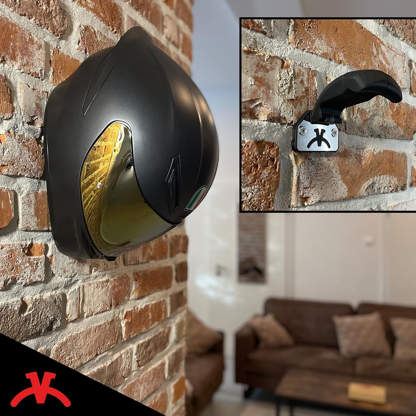 Helmhalterung für Motorradhelme Wandmontage