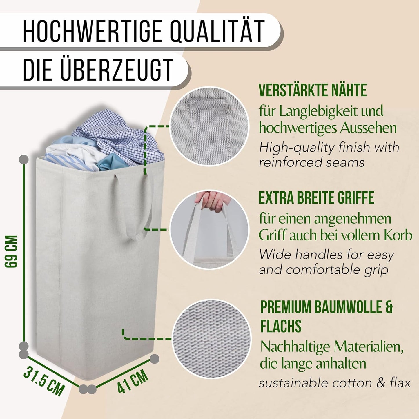 Wäschesammler, 100L - Sammler Hellgrau