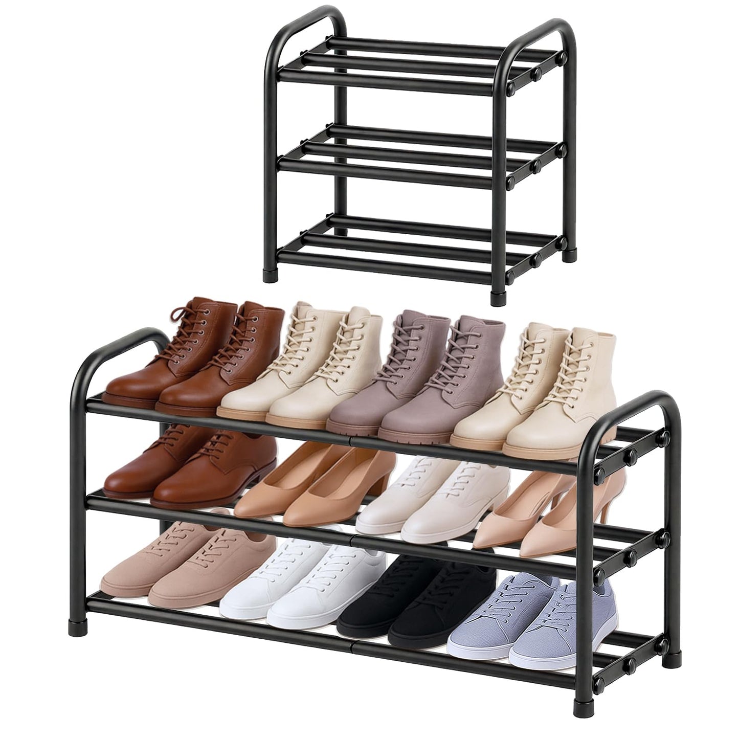 Ausziehbares Schuhregal mit 3 Ebenen, 3 Ebenen