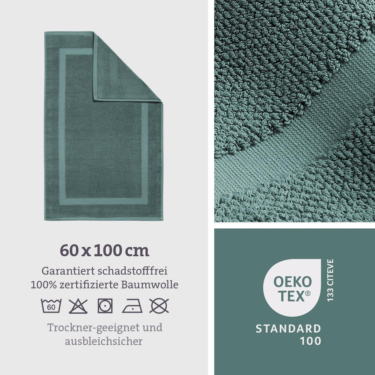 Badvorleger, 60 x 100 cm, 60 x 100 cm (Rechteckig) Ozeangrün
