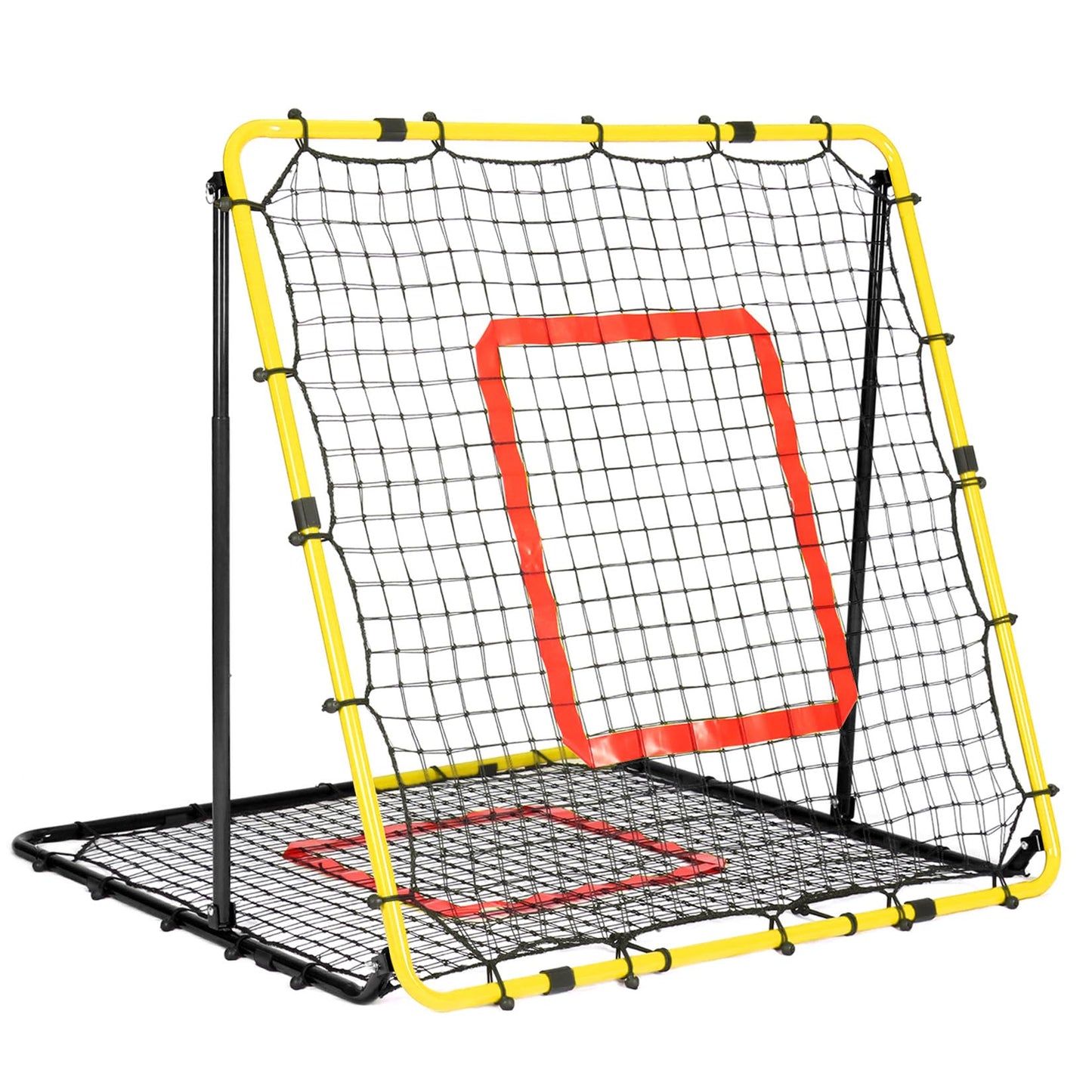 Verstellbarer Fussball Rebounder mit Zielzone 120x120 cm, 120x120cm Schwarz-Gelb-47in