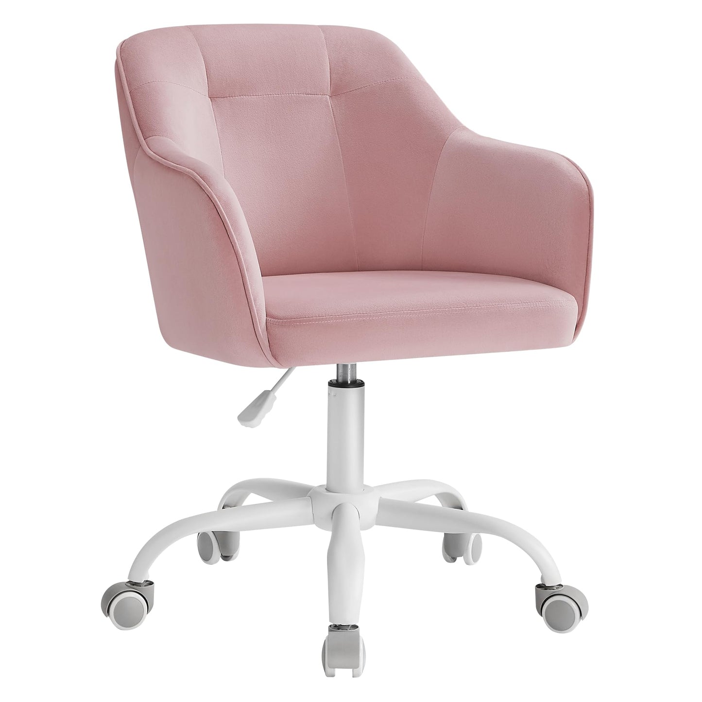 Homeoffice-Drehstuhl, höhenverstellbar, bis 110 kg, Pastellrosa Samt