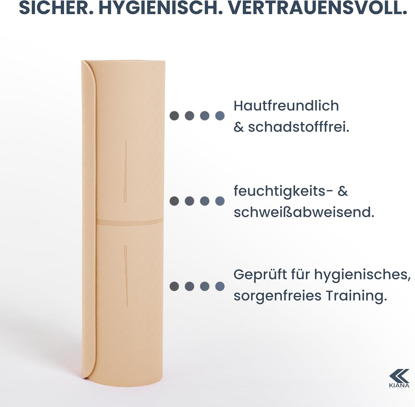 Yogamatte für Yoga & Pilates, 6 mm dick Braun
