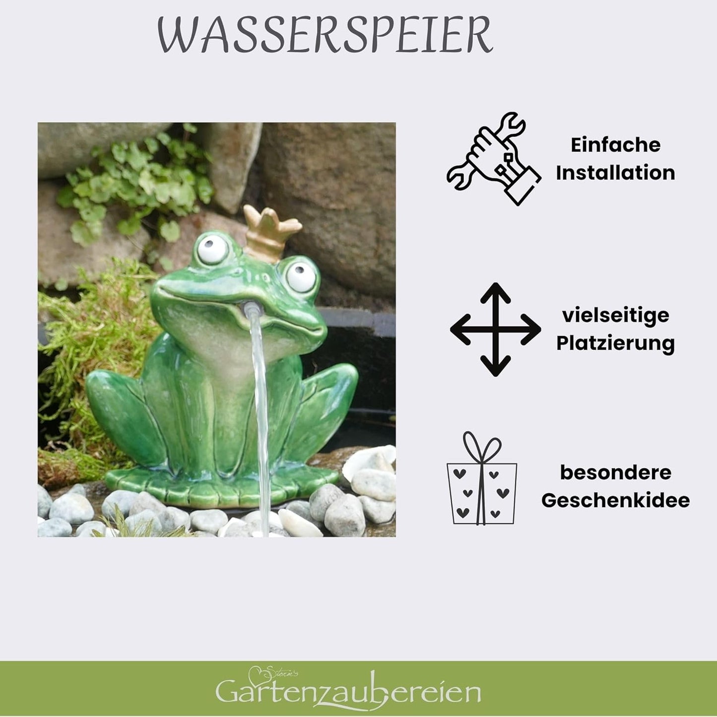 Wasserspeier Frosch mit Pumpe (16 cm)