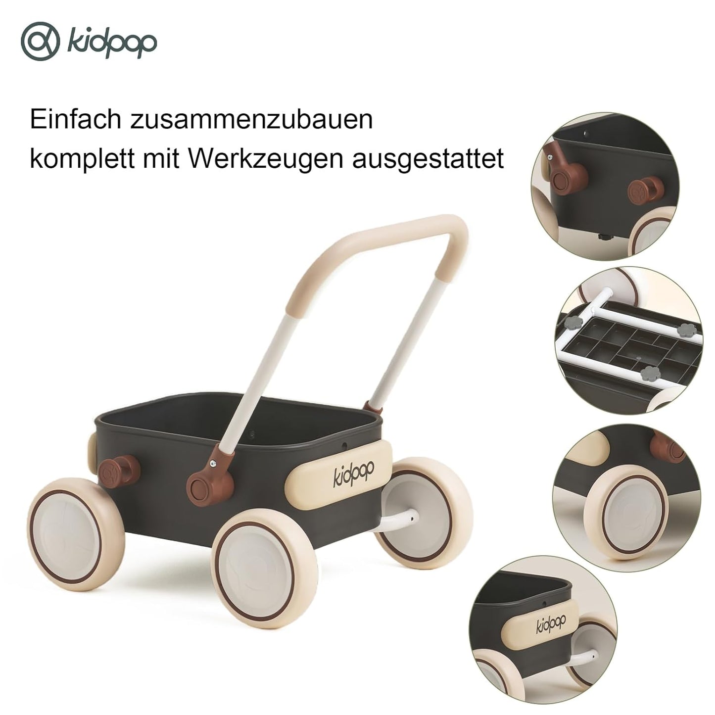 2-in-1 Baby Lauflernwagen Pula, Schwarz