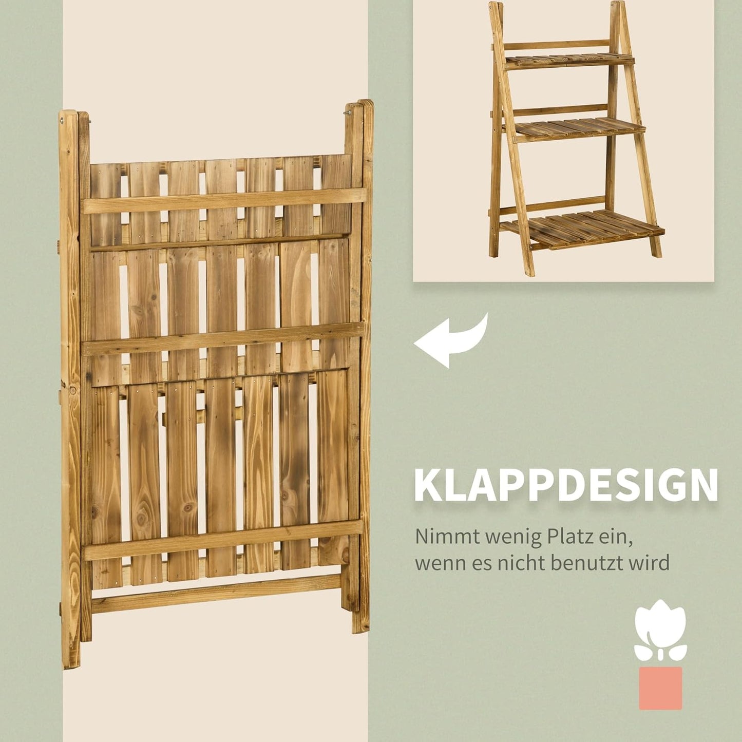 Blumentreppe mit 3 Stufen, L60 x B37 x H93 cm