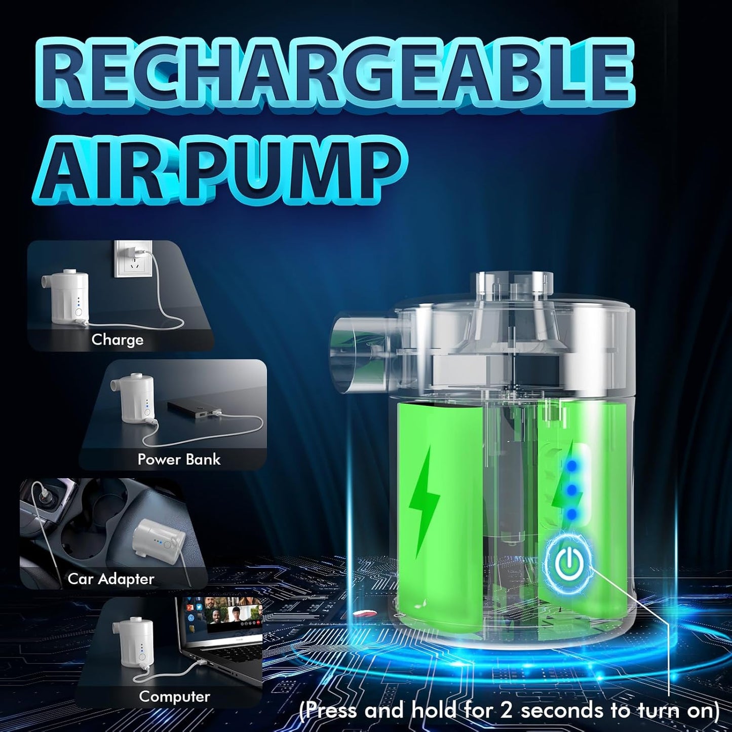 Tragbare Elektrische Luftpumpe, Weiss