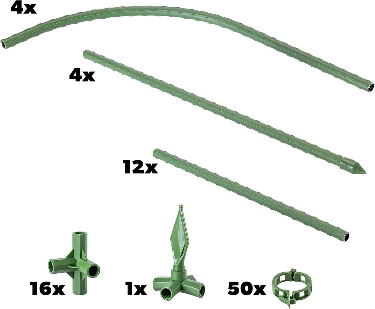 2 x Obelisk-Rankhilfen mit Pflanzenclips, Grün 2 Stück
