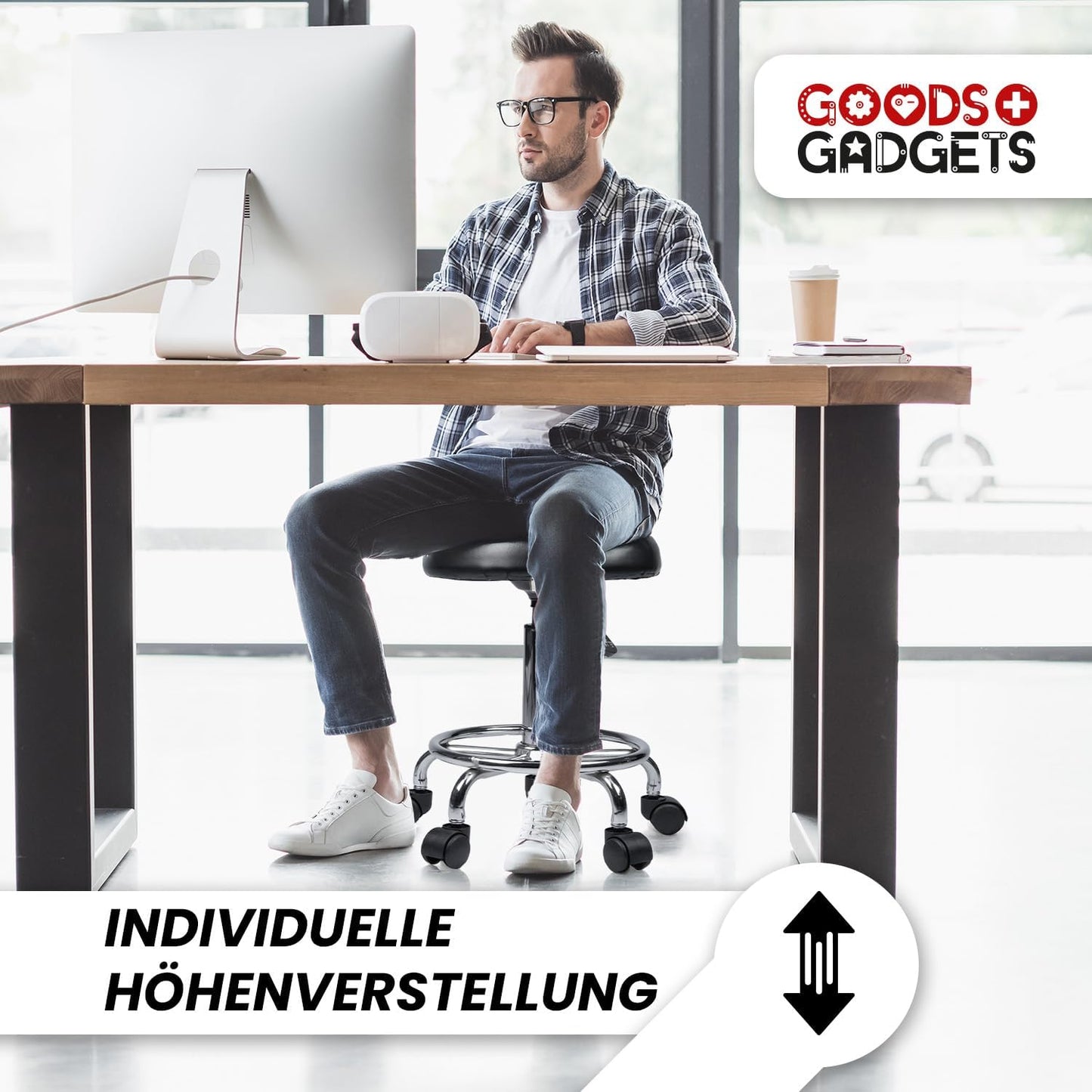 Ergonomischer Arbeitshocker, Schwarz