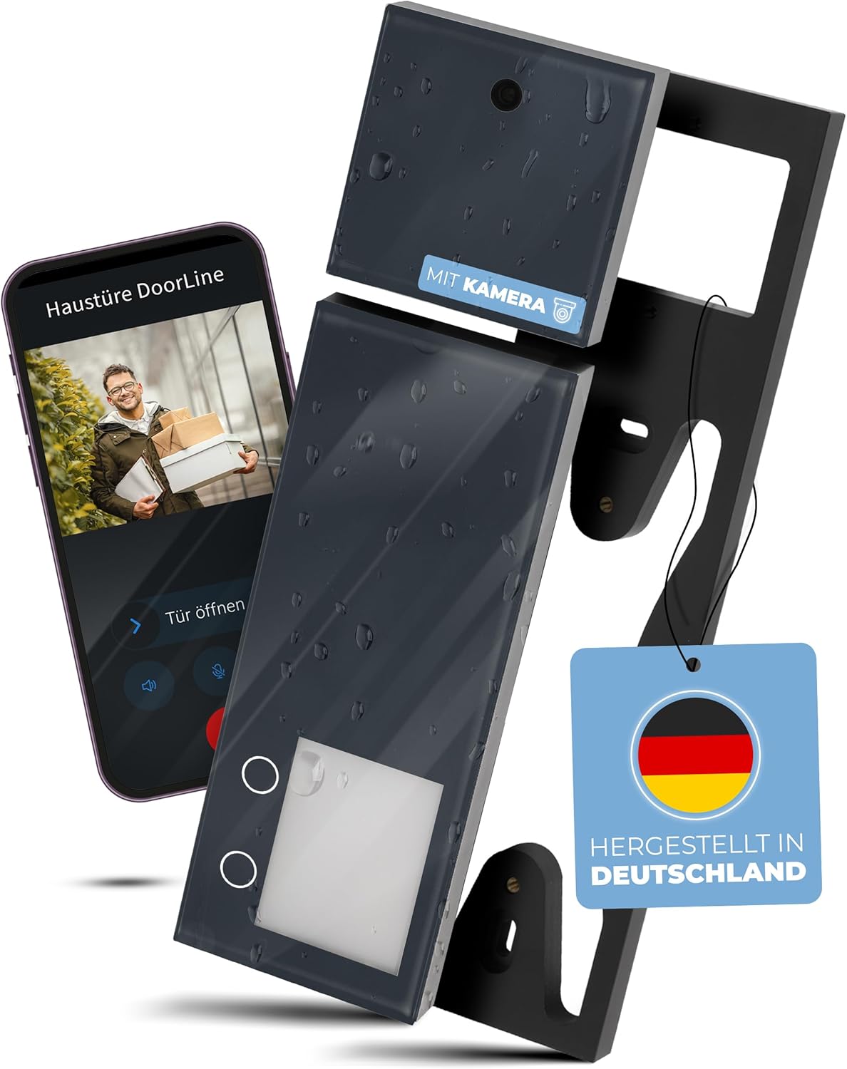Video-Türklingel mit Kamera und App-Steuerung, 313,5 x 87 x 34 Anthrazit