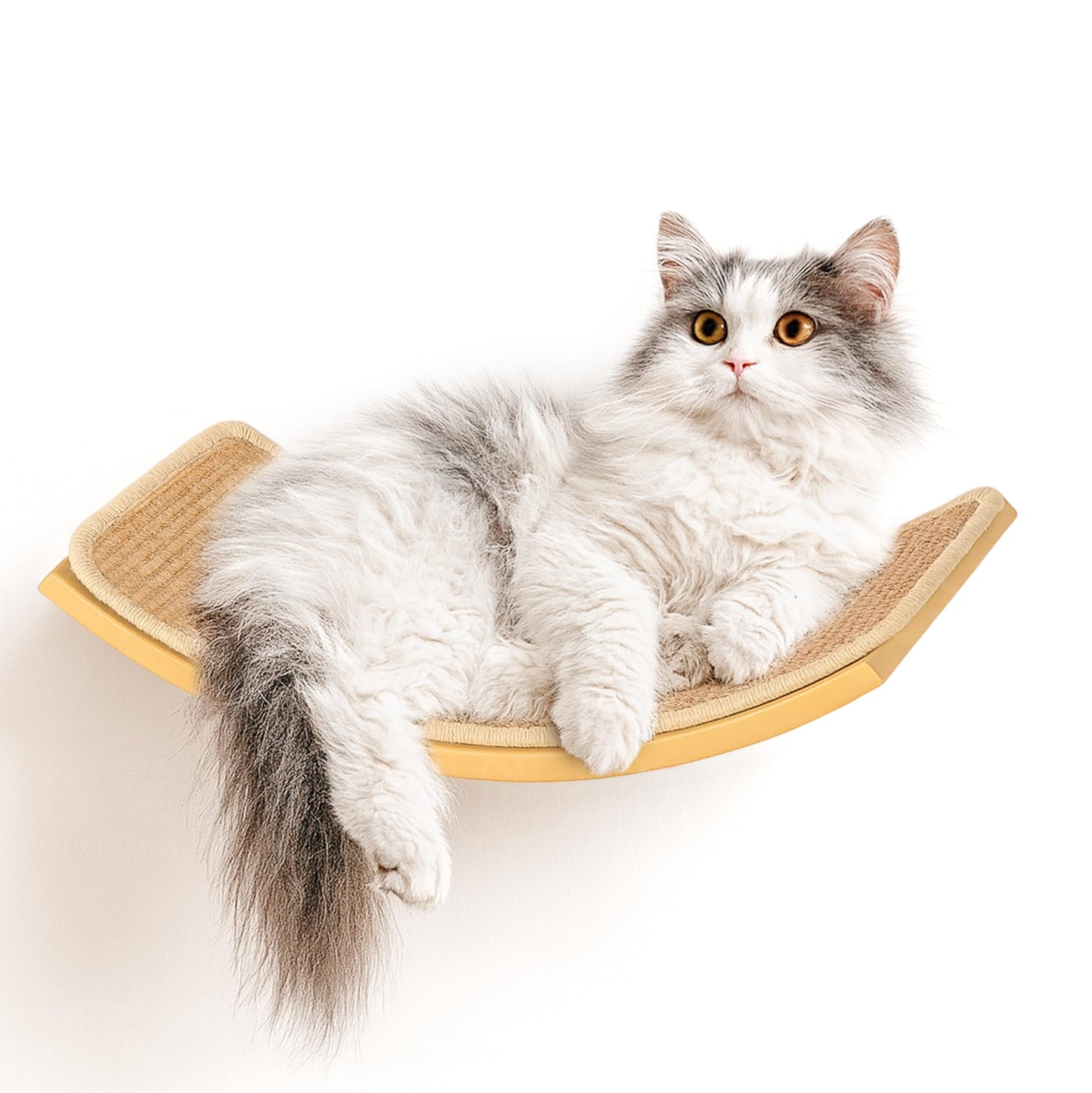 Katzen Wandregal mit Sisal-Kratzmatte, Gelb 1PC Katze Wandregal