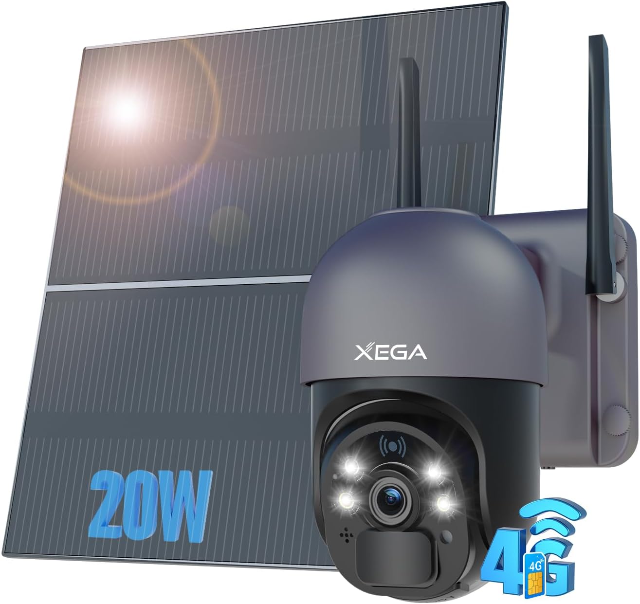 4G LTE PTZ Überwachungskamera mit Solarmodul, Grau