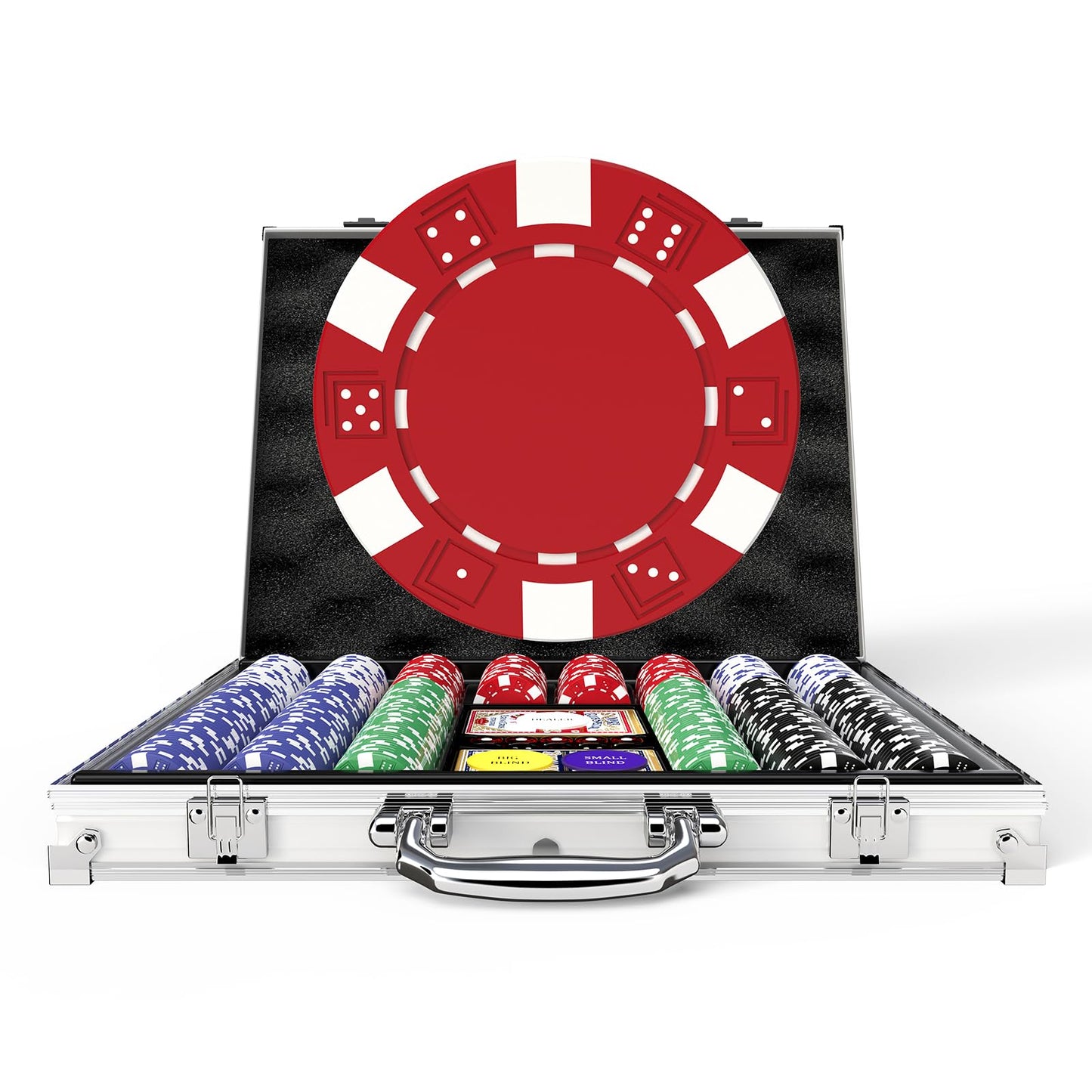 Pokerkoffer Set mit 500 Chips und Aluminiumkoffer, 500 Chips