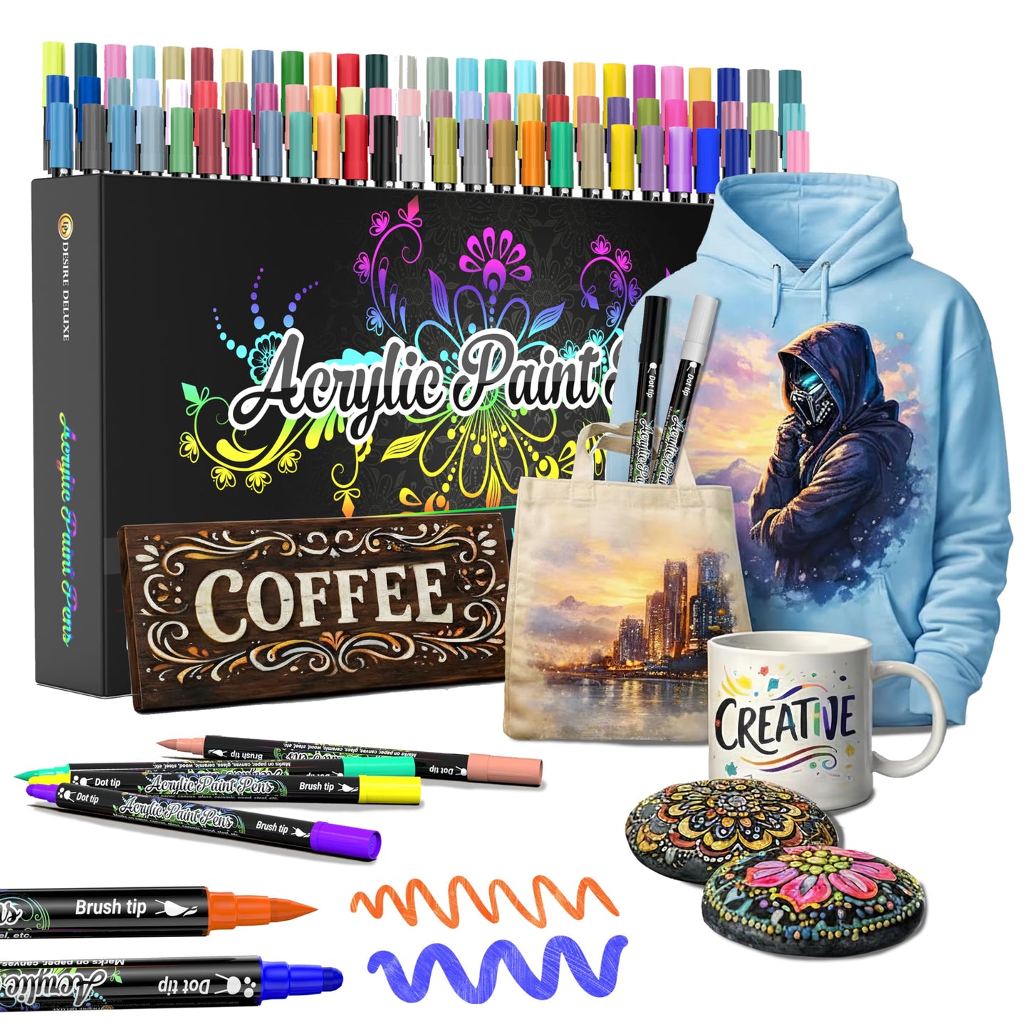 Acrylstifte Set, 78 Doppelseitig Mehrfarbig