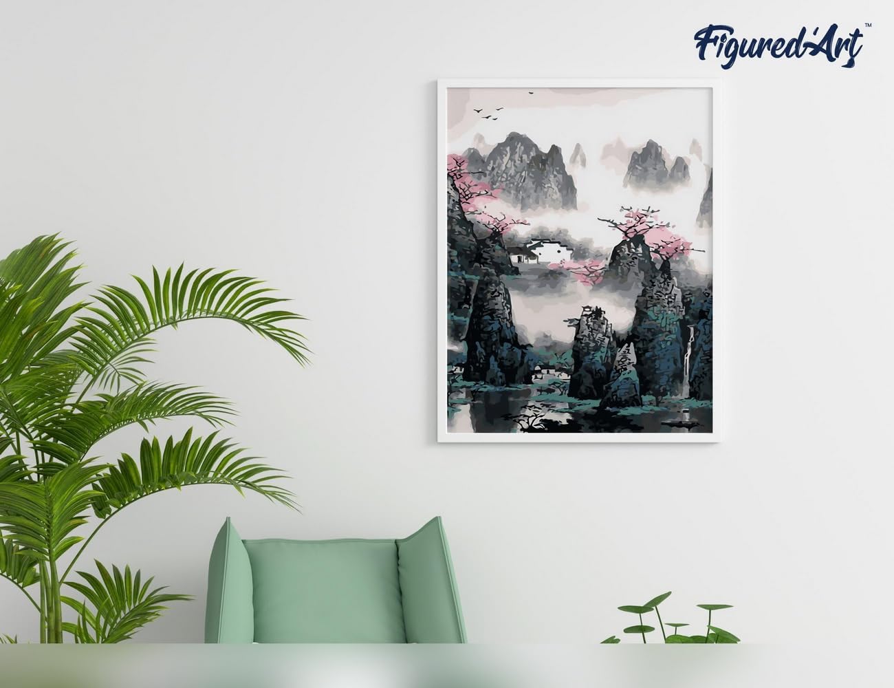 Malen nach Zahlen - Landschaft von China, Landschaft von China 40x50cm Mit Keilrahmen (nicht gespannt)