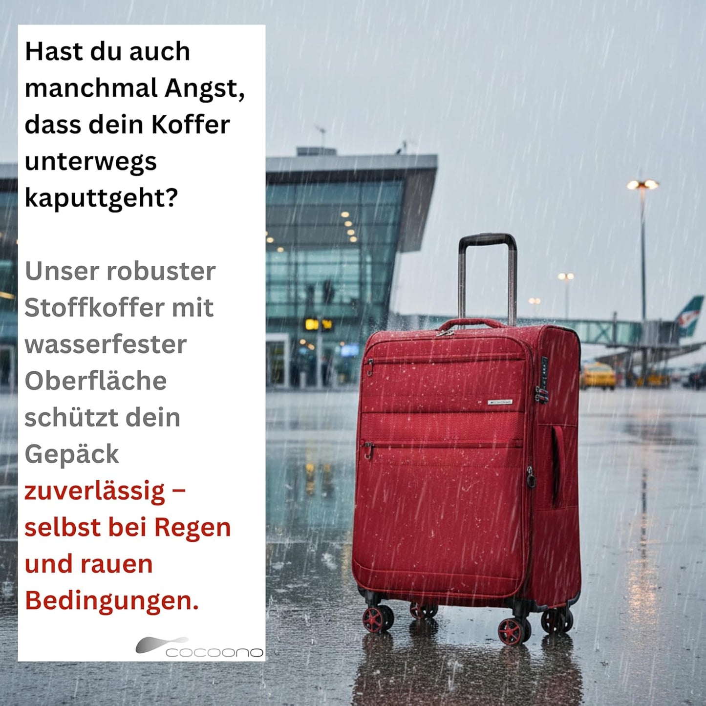 Weichschalenkoffer mit Dehnfalte und 4 Rollen, L Rot