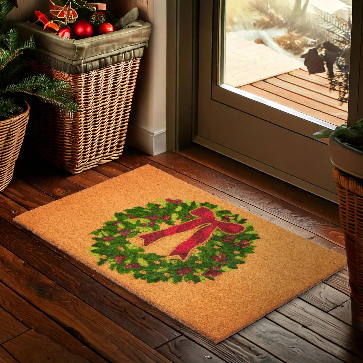Weihnachtsfussmatte, 45 x 75 cm, Adventskranz