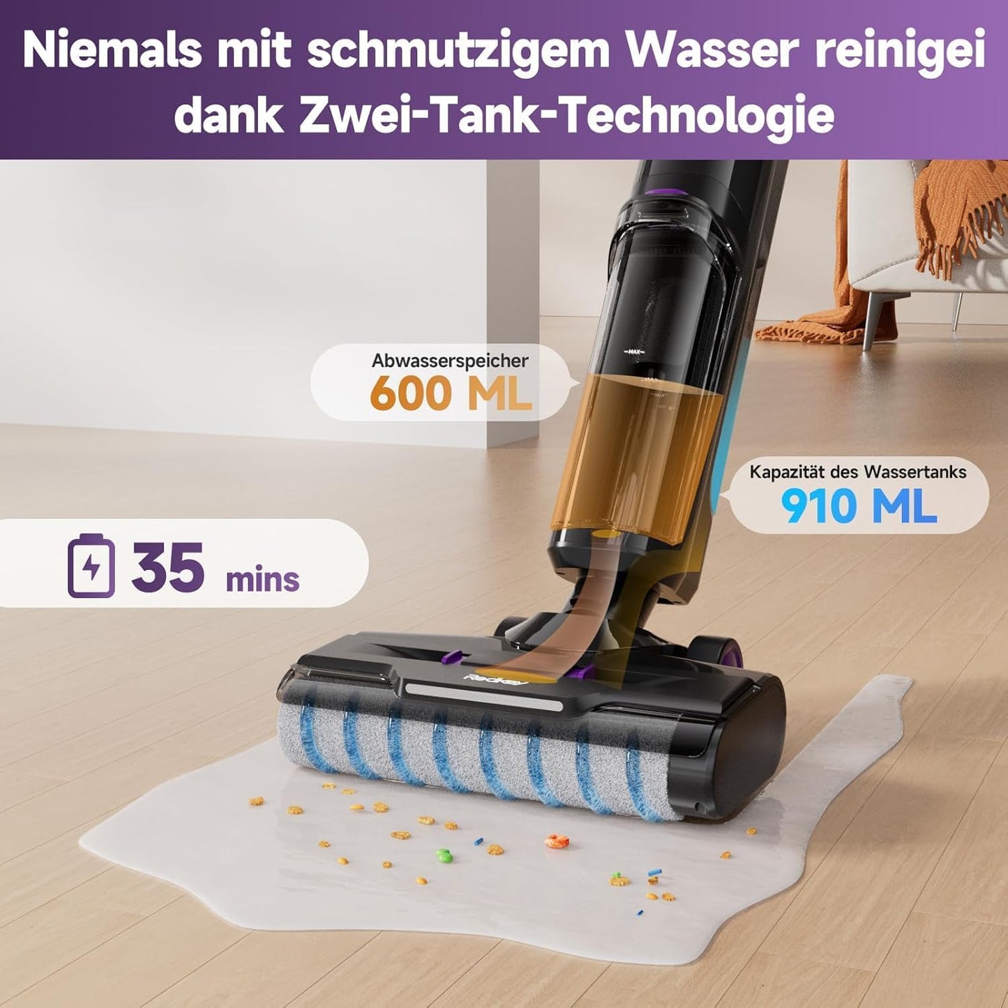 W15 Akku-Wischsauger mit Selbstreinigung, W15