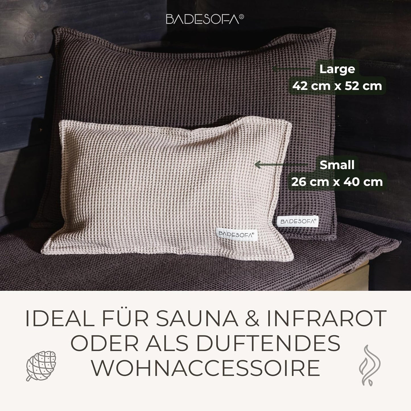 Zirbenkissen für Sauna, Klein Anthrazit