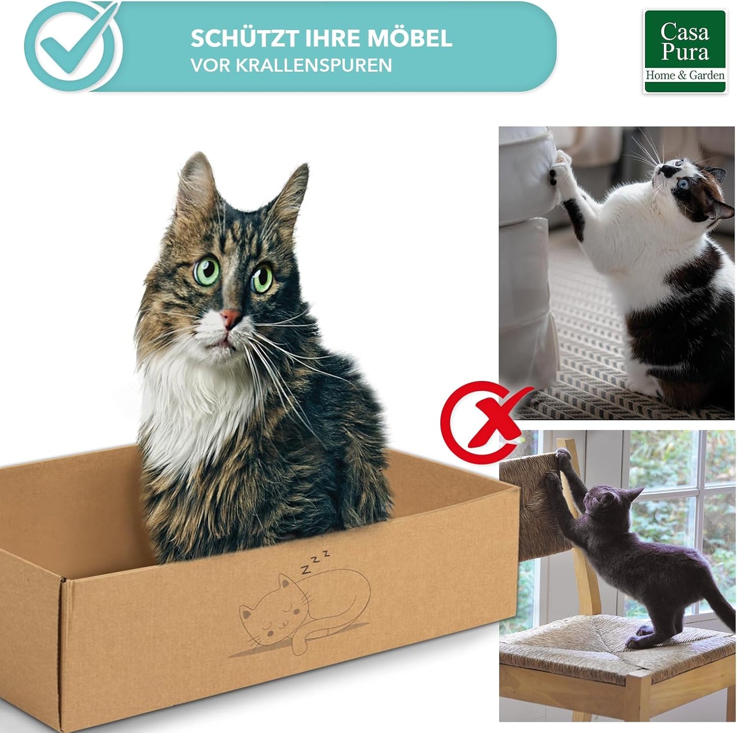 Katzenkratzbox mit 5 Kratzbrettern