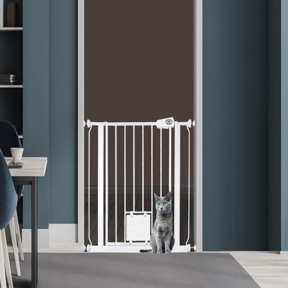 Haustiergitter mit abschliessbarer Katzenklappe, 75-83cm, 75cm - 83cm