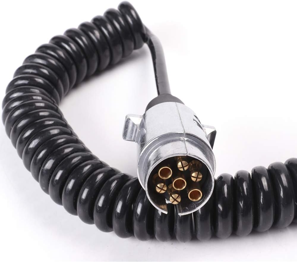 Anhänger Verlängerungskabel 7-polig, 2m Spiraladapter, 2 Meter Metall Stecker Kabel 7 Polig