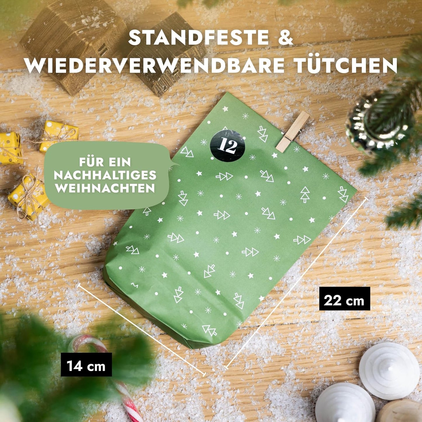 Adventskalender zum Befüllen - 24 Papiertüten-Set, Midnight Green