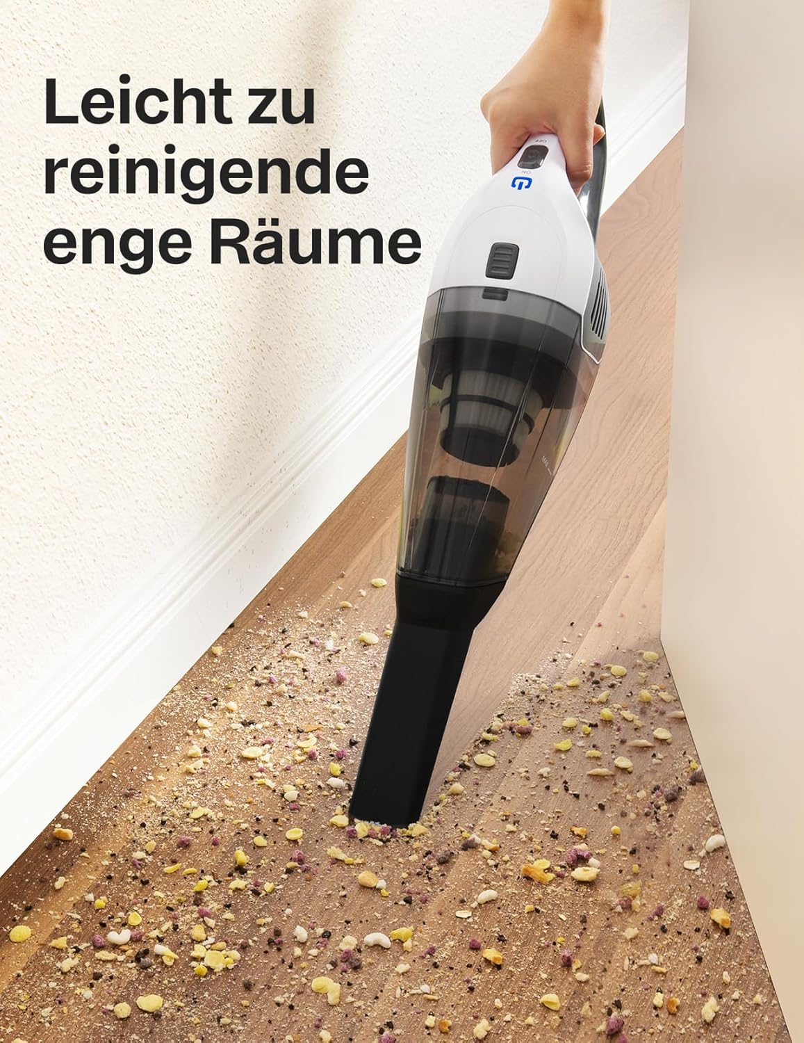 Kabelloser Handstaubsauger mit Schnellladefunktion, Weiss