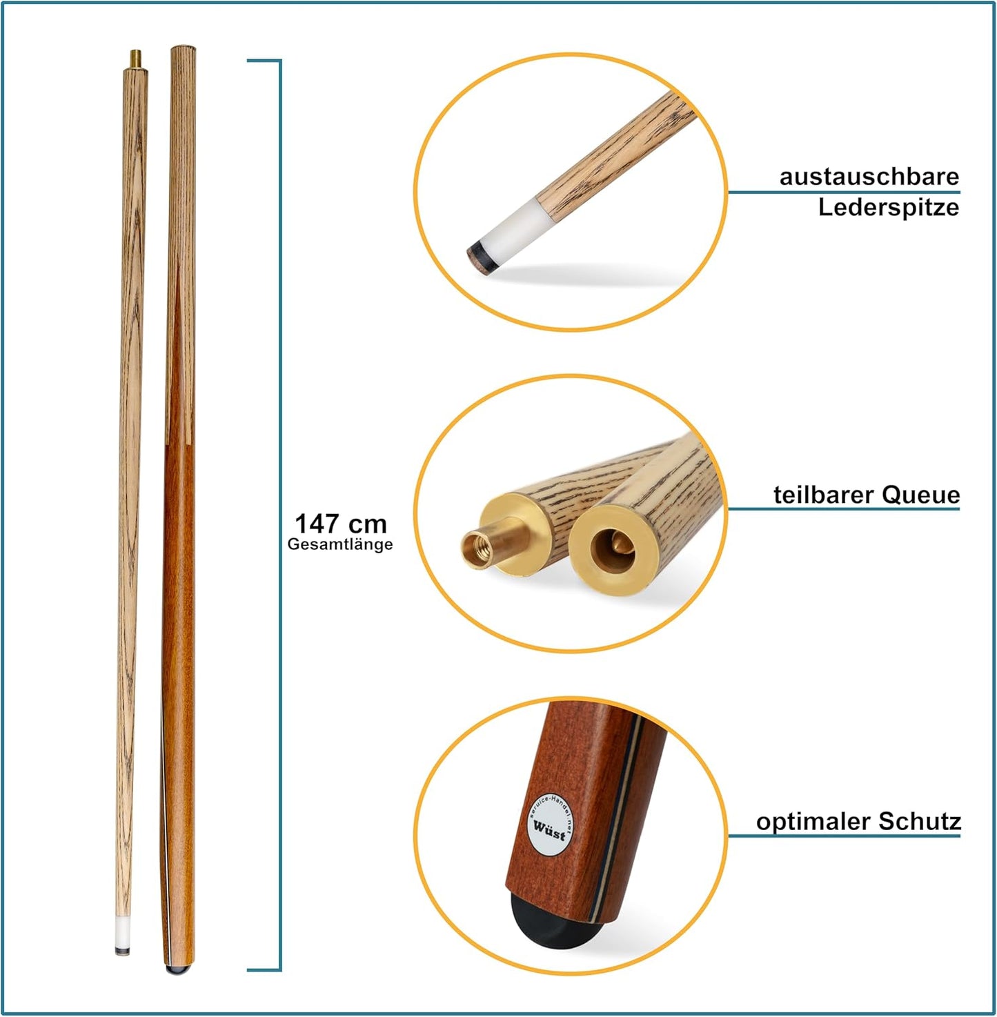 4-teiliges Billard Queue Set, 4