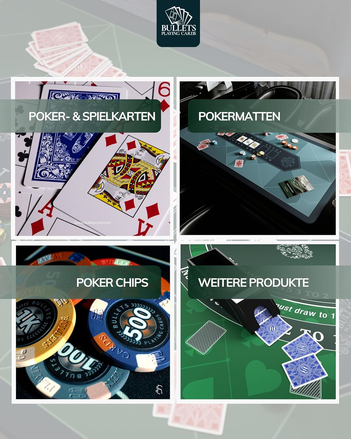Pokerset Janice mit 500 Pokerchips und Karten, 500 Chips