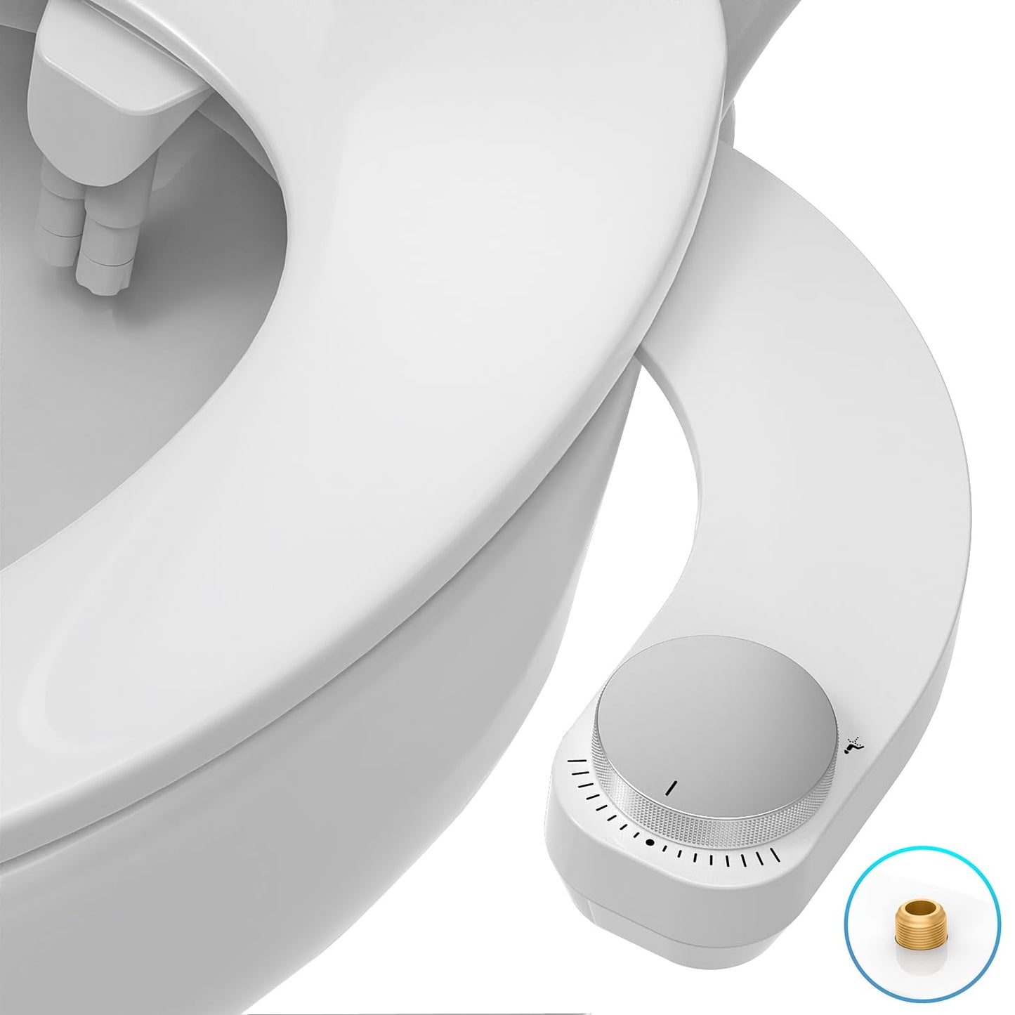 Bidet Toilettenaufsatz Links mit Doppel-Düsen, Linkes Silber