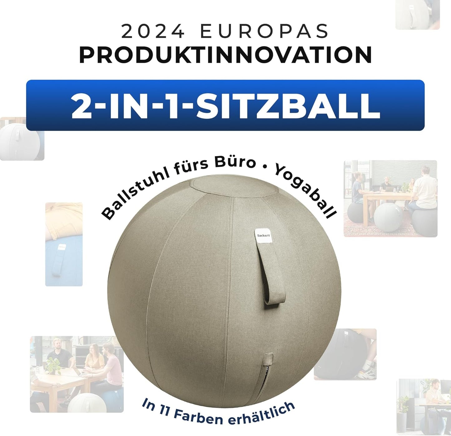 Ergonomischer Sitzball, 65 cm Cream Gray