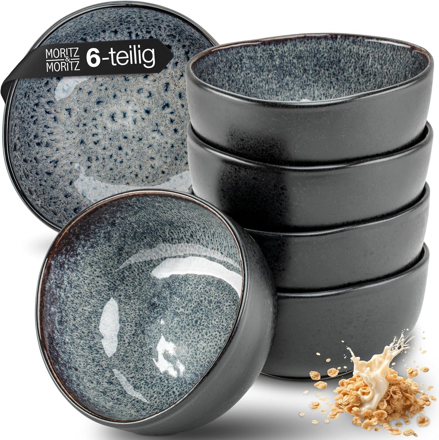 6-teiligs Müslischalen-Set, Grau Schalen (6x)