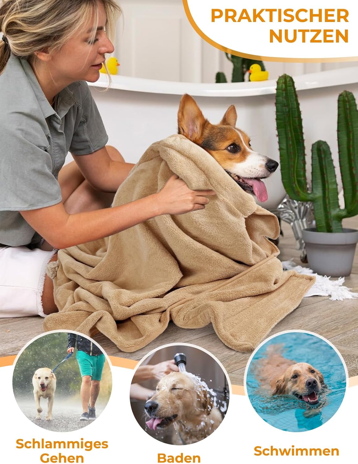 Hundebademantel aus Mikrofaser, schnell trocknend, XL Kaninchen