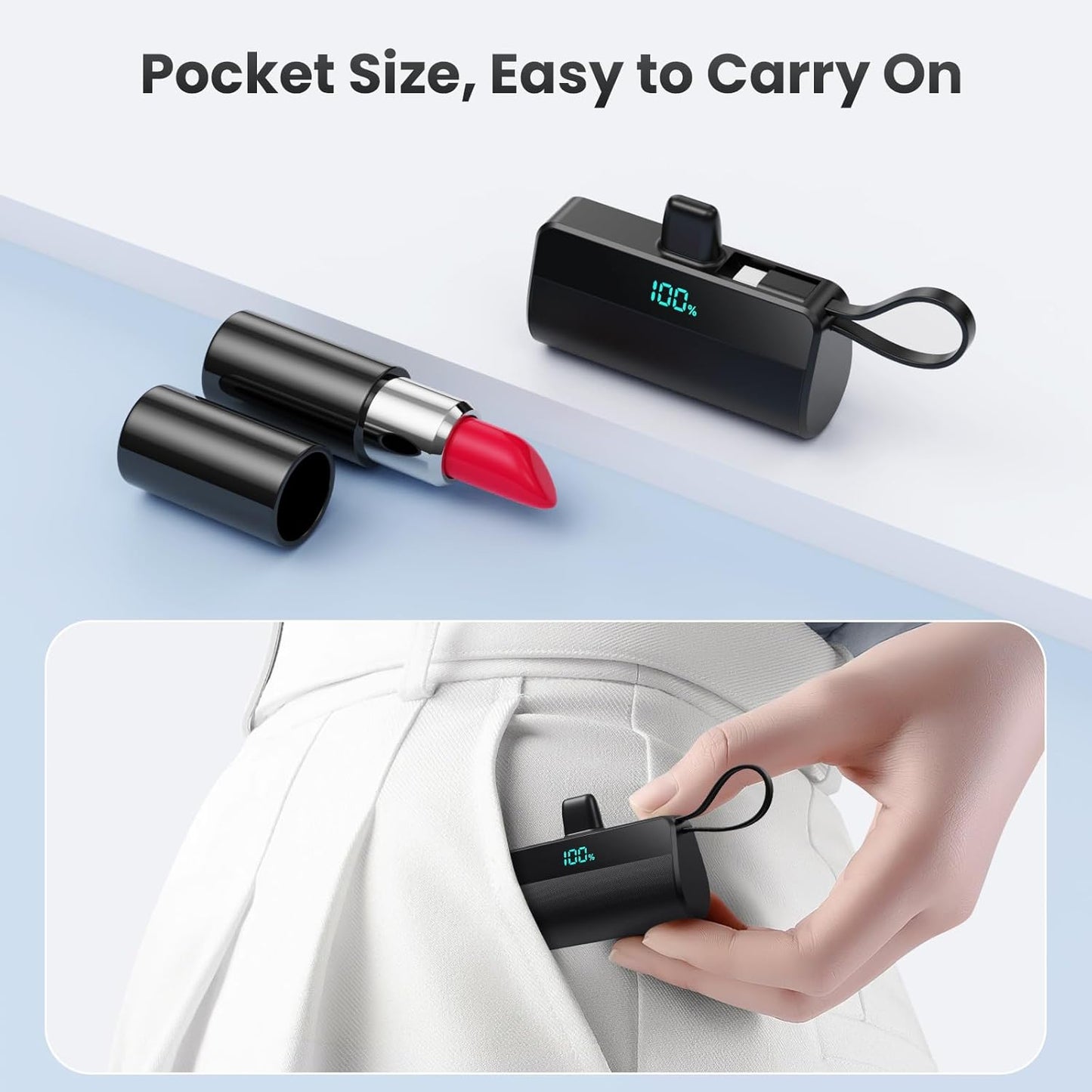 Powerbank mit LED-Display, A-Schwarz