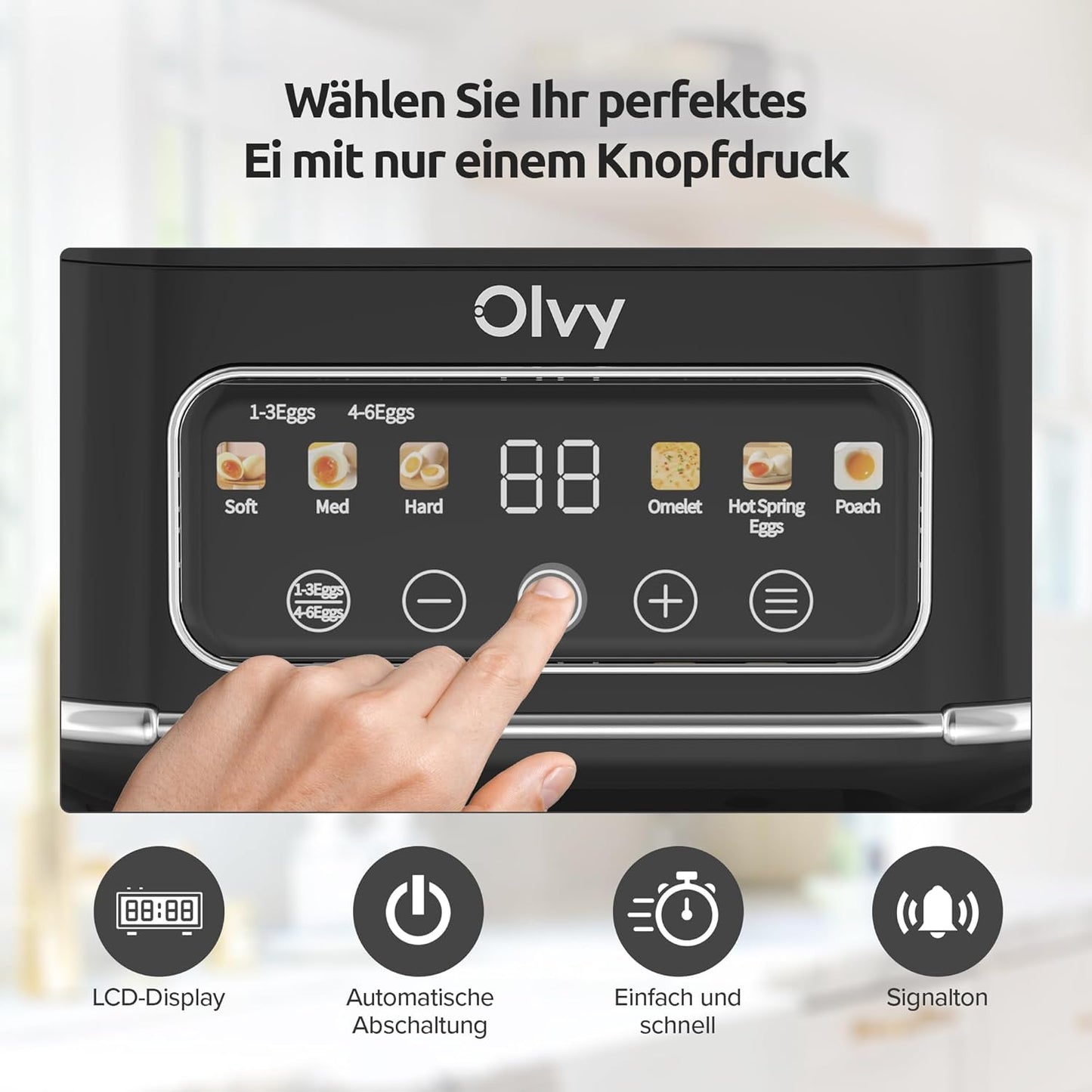 Automatischer Eierkocher mit Dampfgarer und LCD-Timer