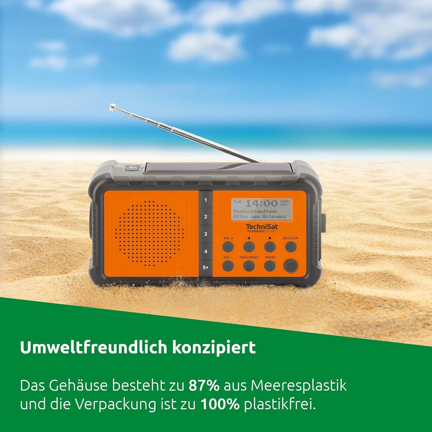 Solar-Kurbel-Radio mit Powerbank und LED-Taschenlampe